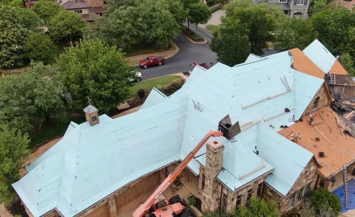 Roof installation in progress. 