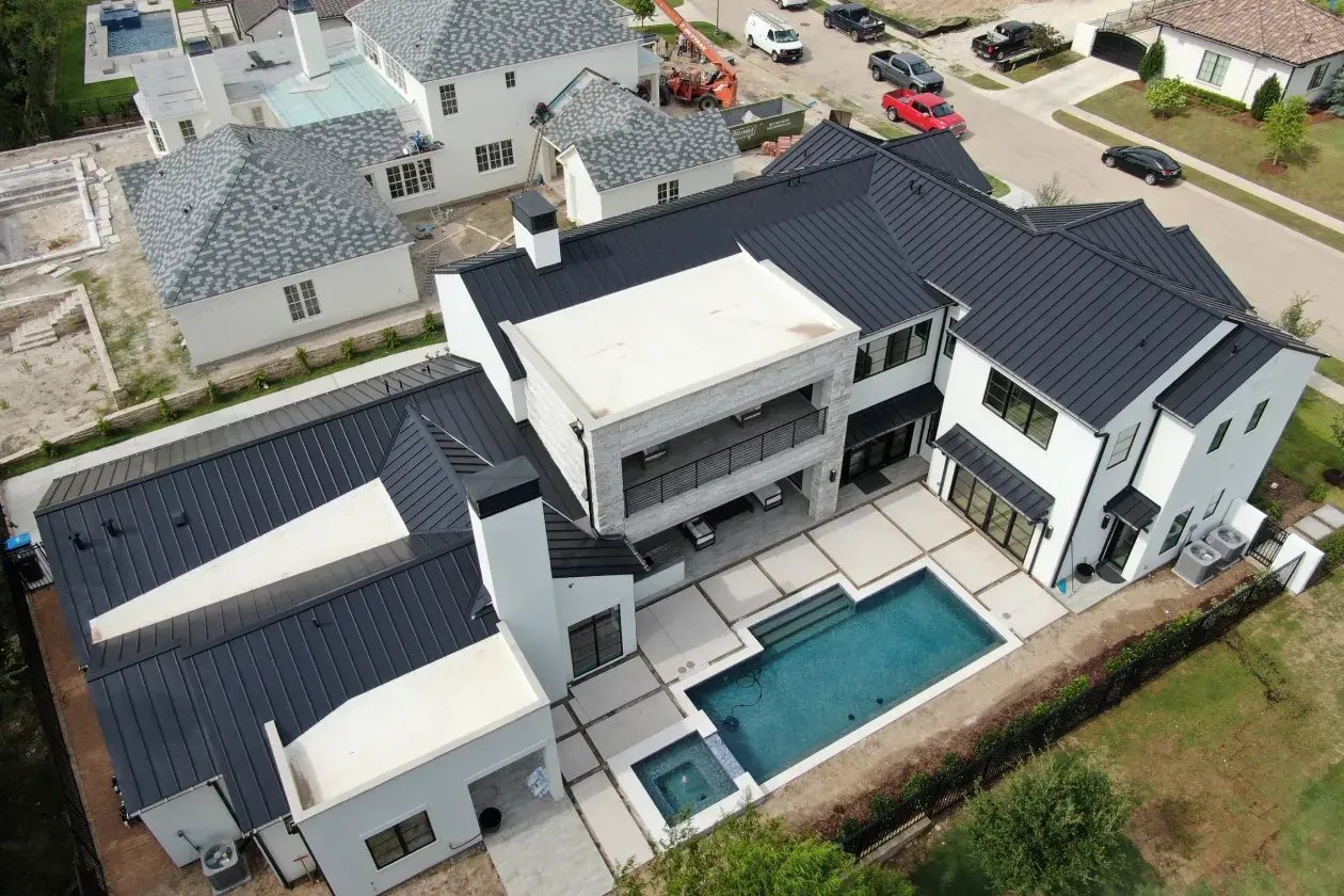 Large home with backyard pool.