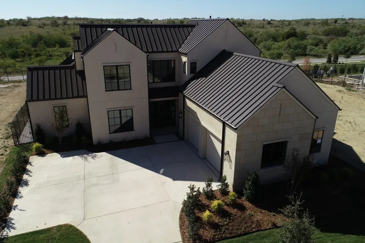 Home with new metal roof.